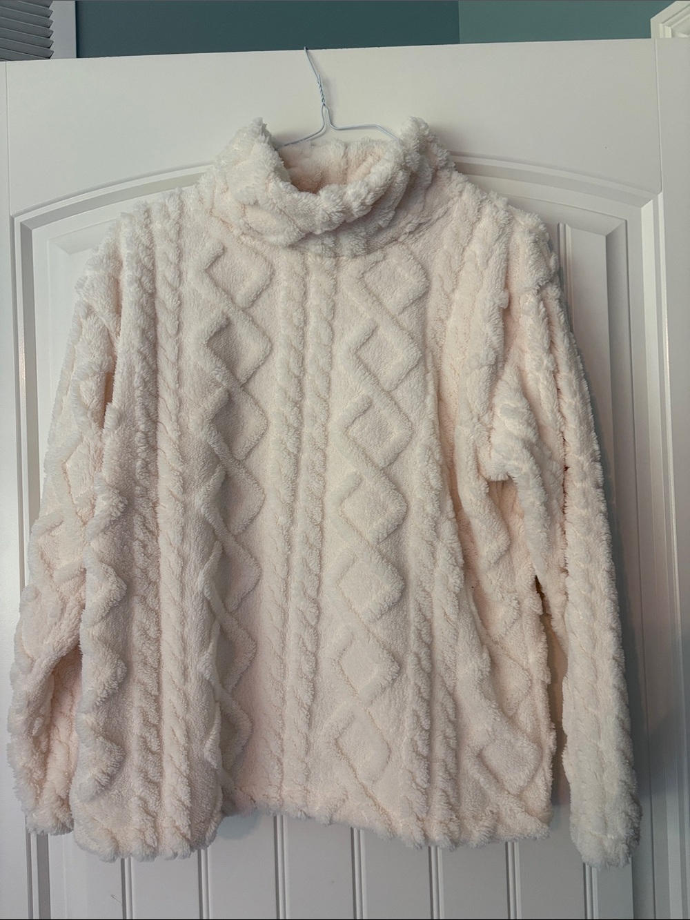 Eddie Bauer Plush Cable Turtleneck Sweater - Cream